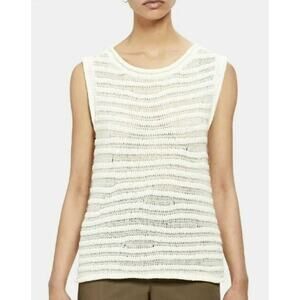 Theory Women's Striped Boat Neck Sweater Size M Sleeveless Merino Wool Alpaca